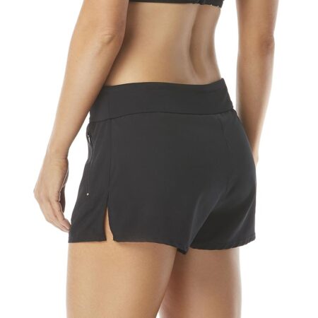 April Stretch Woven Beach Short Black Back