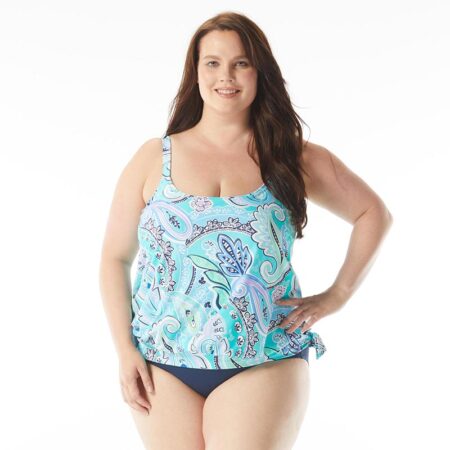 Bay Dreaming Sarah Side Tie Blouson Plus Size Tankini Top