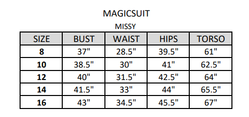 Magicsuit Size Guide
