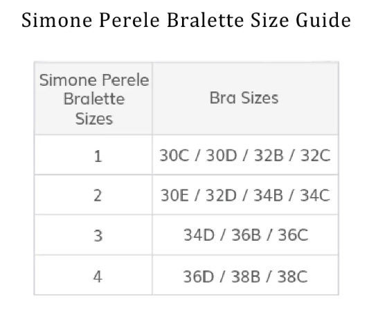 Simone Perele Bralette Size Guide