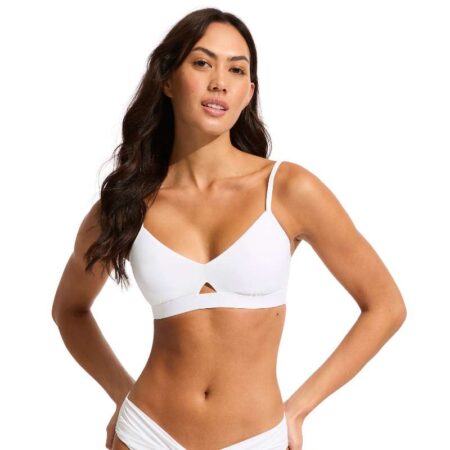 Seafolly Hybrid Bralette Top White Front View