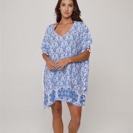 Athens Kaftan With Tassels Plus Size Cover Up