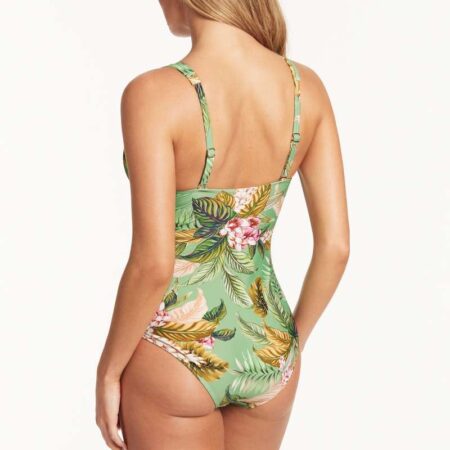 Sea Level Lost Paradise Panel One Piece Green Back View