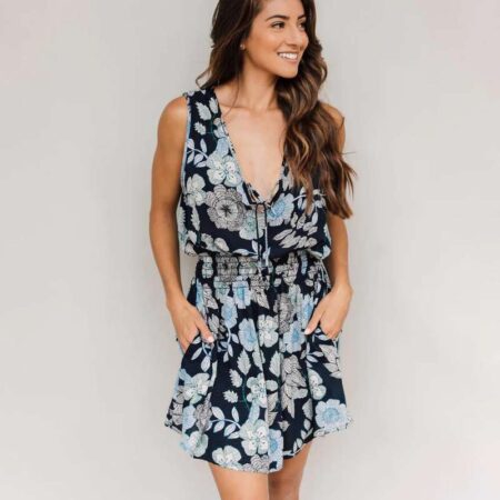 J Valdi Cover Up Blooms Dress Navy Front View