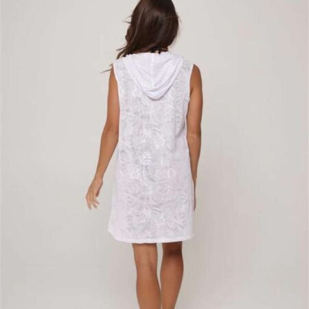 Rainforest Zip Up Hooded Cover Up White Back View