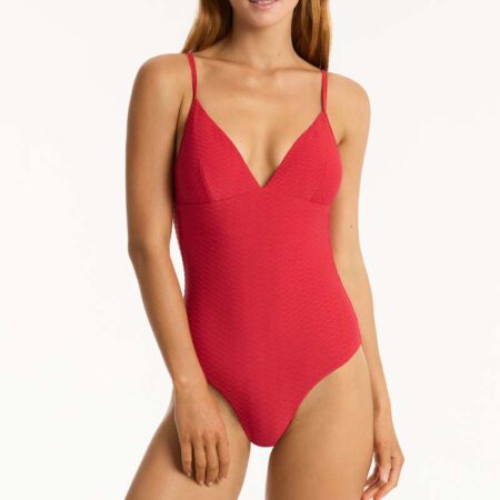 Honeycomb Tri One Piece Red Front View