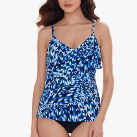 Magicsuit Chloe Quill Tankini Top Blue Multi Front View