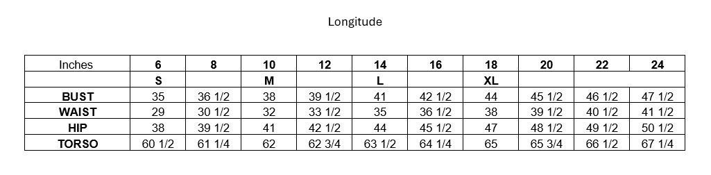 Longitude Size Guide