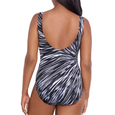 Longitude Night Point Black and White One Piece Back View