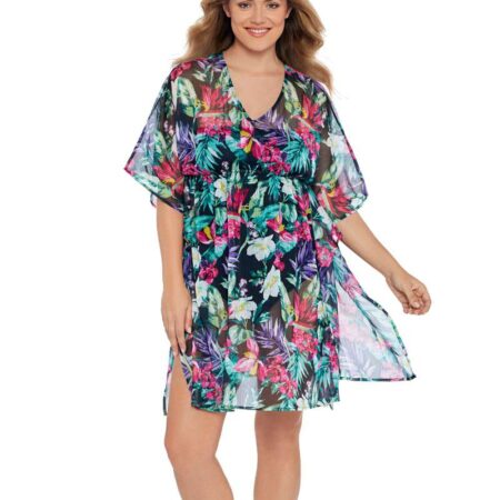 Penbrooke Mystic Tropic Cover Up Front View Black/Multi