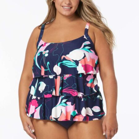 Beach House Woman Avalon Floral Jane Tankini Top Admiral Front View
