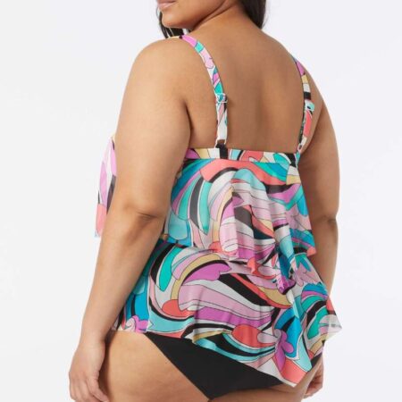 Beach House Woman Saltwater Swirl Portia Tankini Top Multi Colour Back View