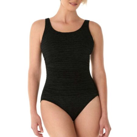 Krinkle By Penbrooke Black One PIece Front View