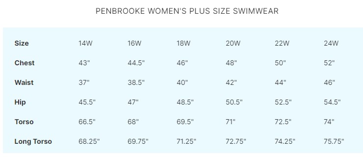 Krinkle By Penbrooke Size Guide Plus Sizes