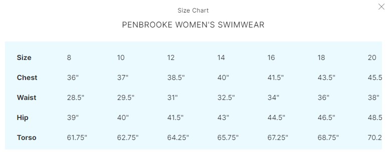 Krinkle By Penbrooke Size Guide