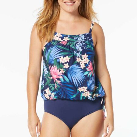 Monterey Tropical Audrey Tankini Top Admiral Front