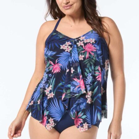 Monterey Tropical Kerry Tankini Top Admiral Front