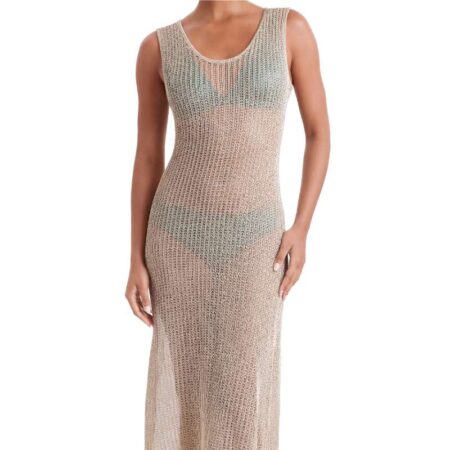 Mimi Flamingo Metallic Knit Lagoon Dress Front