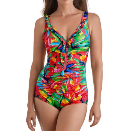 Shapesolver Cherry Grove Ruffle Neck One Piece Front
