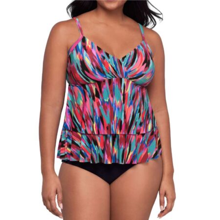 Trimshaper Abstract Mosaic Leona Tankini Front