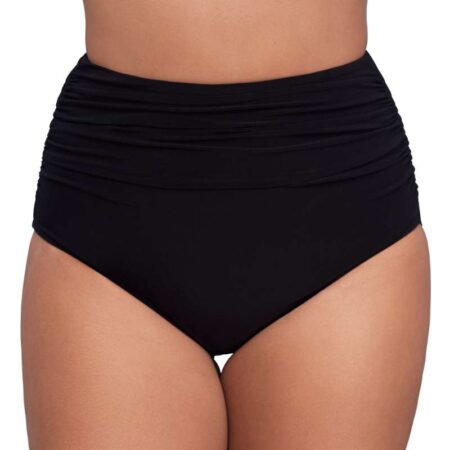 Trimshaper Shirred Highwaist Bottom Black Front