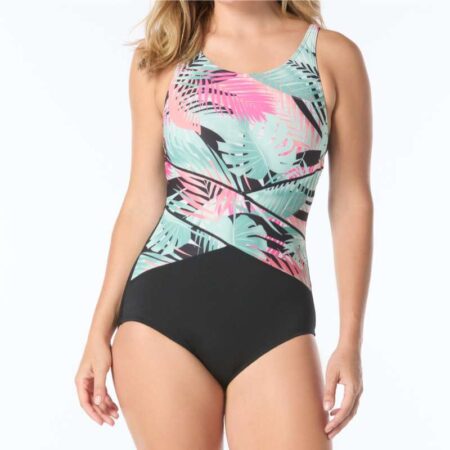Gabar Rhythmic Fronds High Neck One Piece Front