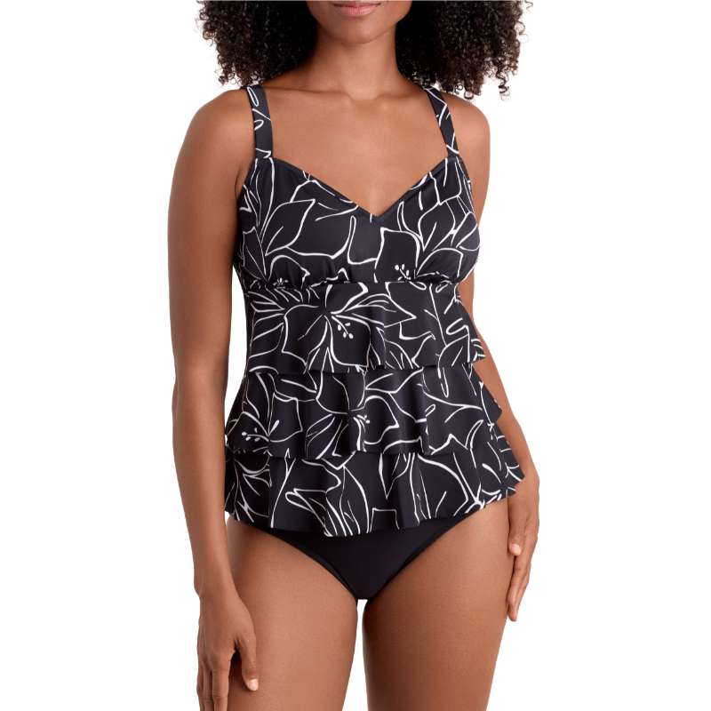 Shapesolver Floraline Triple Tier Tankini Top Front